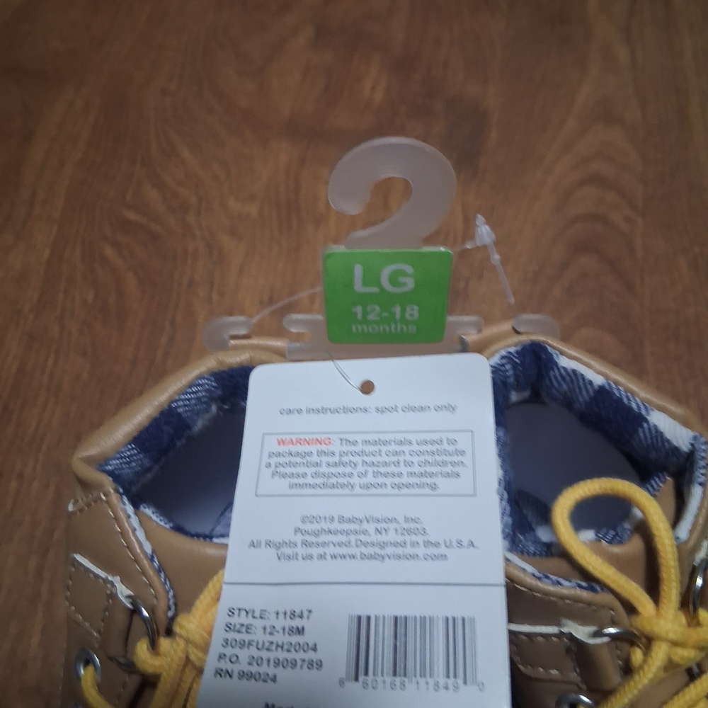 LG Tan and Blue Baby Walker Shoes - Picture 2 of 3